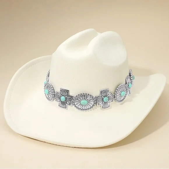 Unisex Brown Rugged Steerhead Accent Band Western Cowboy Hat - Picture 5 of 8